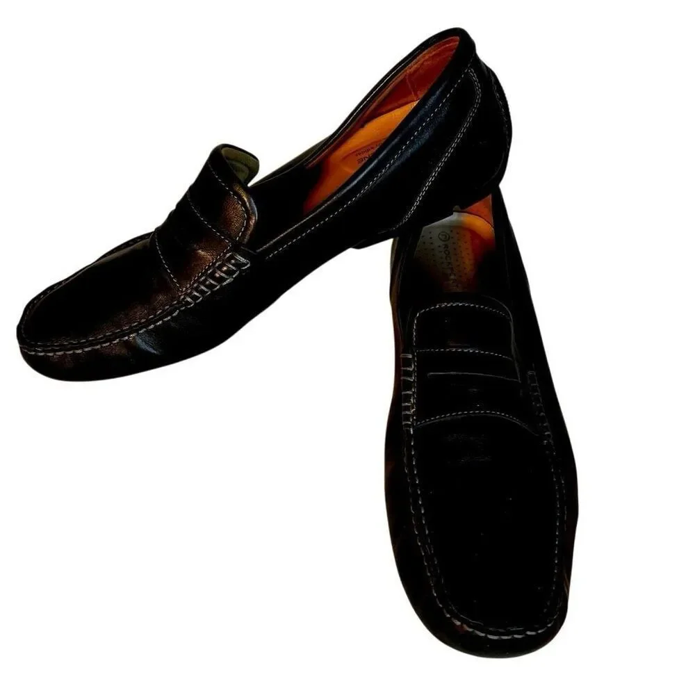Rockport By Adidas Black Classic Leather Driving Loafers Size 12